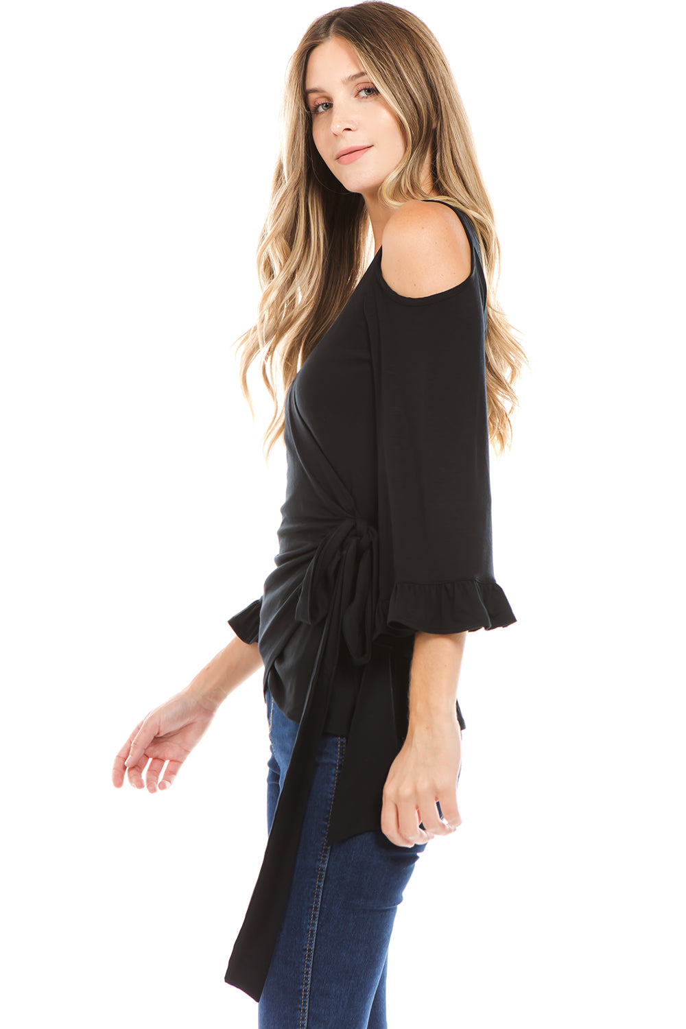 BEYONCE WRAP TOP (BLACK)- VT2406