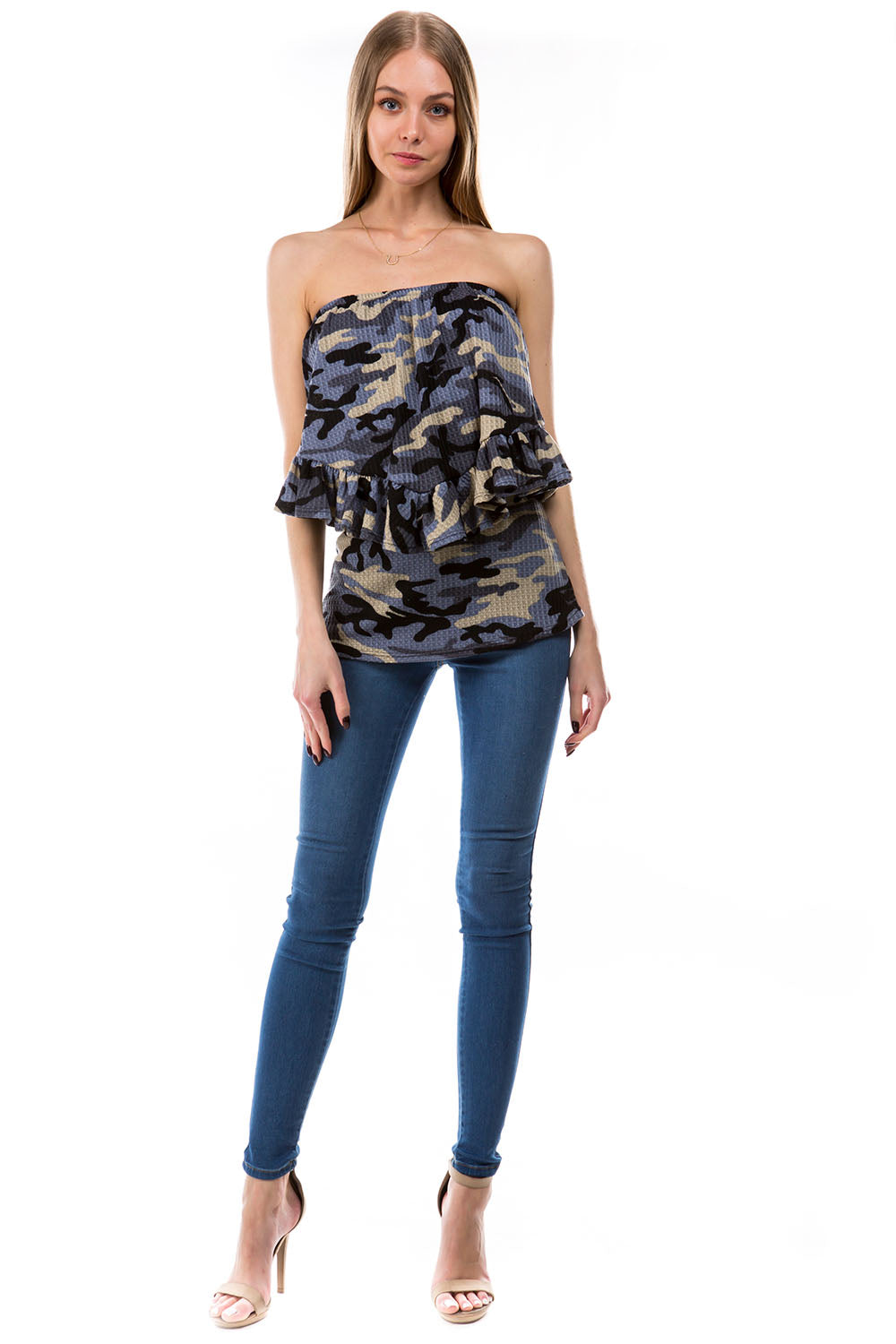 BEYONCE TUBE TOP (BLUE CAMO)- VT2408