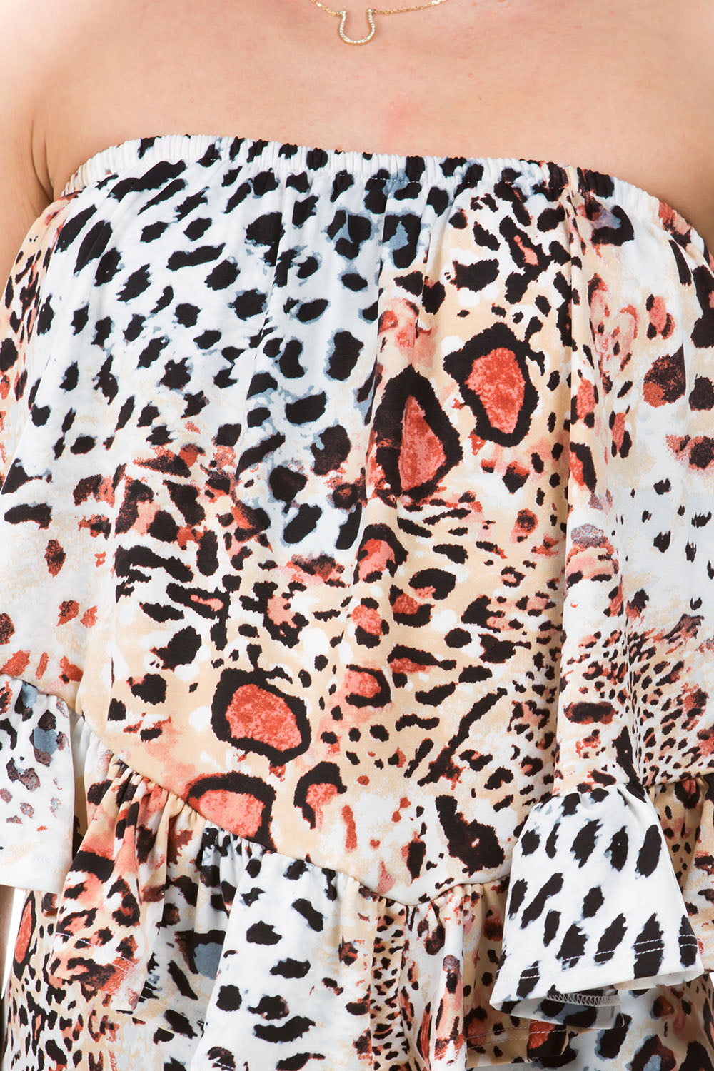 HARRIET OFF SHOULDER TOP (WHITE LEOPARD)- VT2509