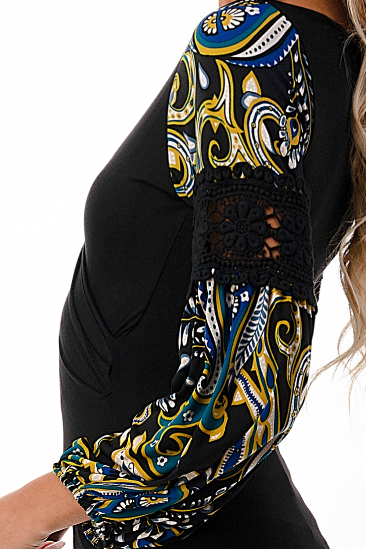 KINSLEY WRAP TOP (BLACK / GREEN ROCCO)- VT2436