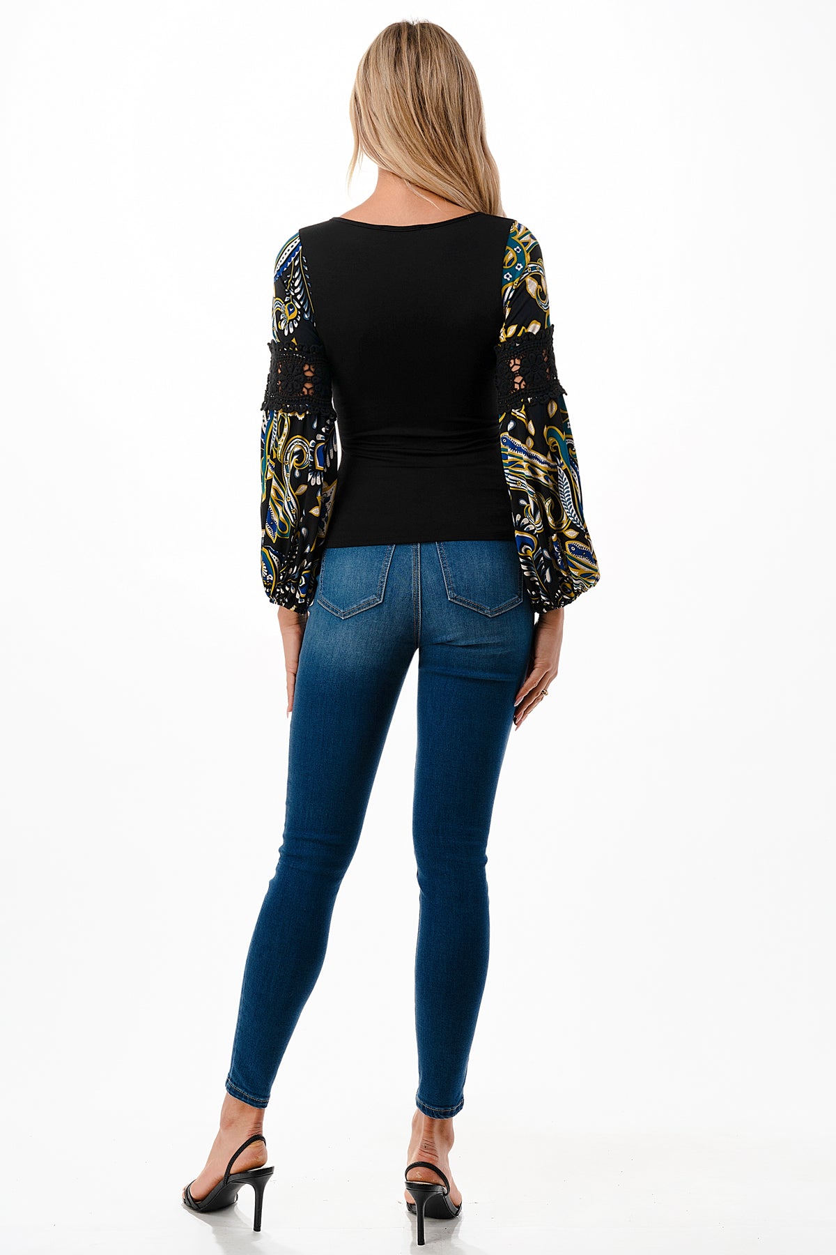 KINSLEY WRAP TOP (BLACK / GREEN ROCCO)- VT2436