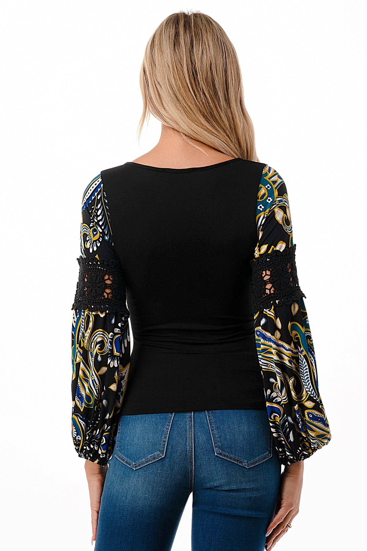 KINSLEY WRAP TOP (BLACK / GREEN ROCCO)- VT2436