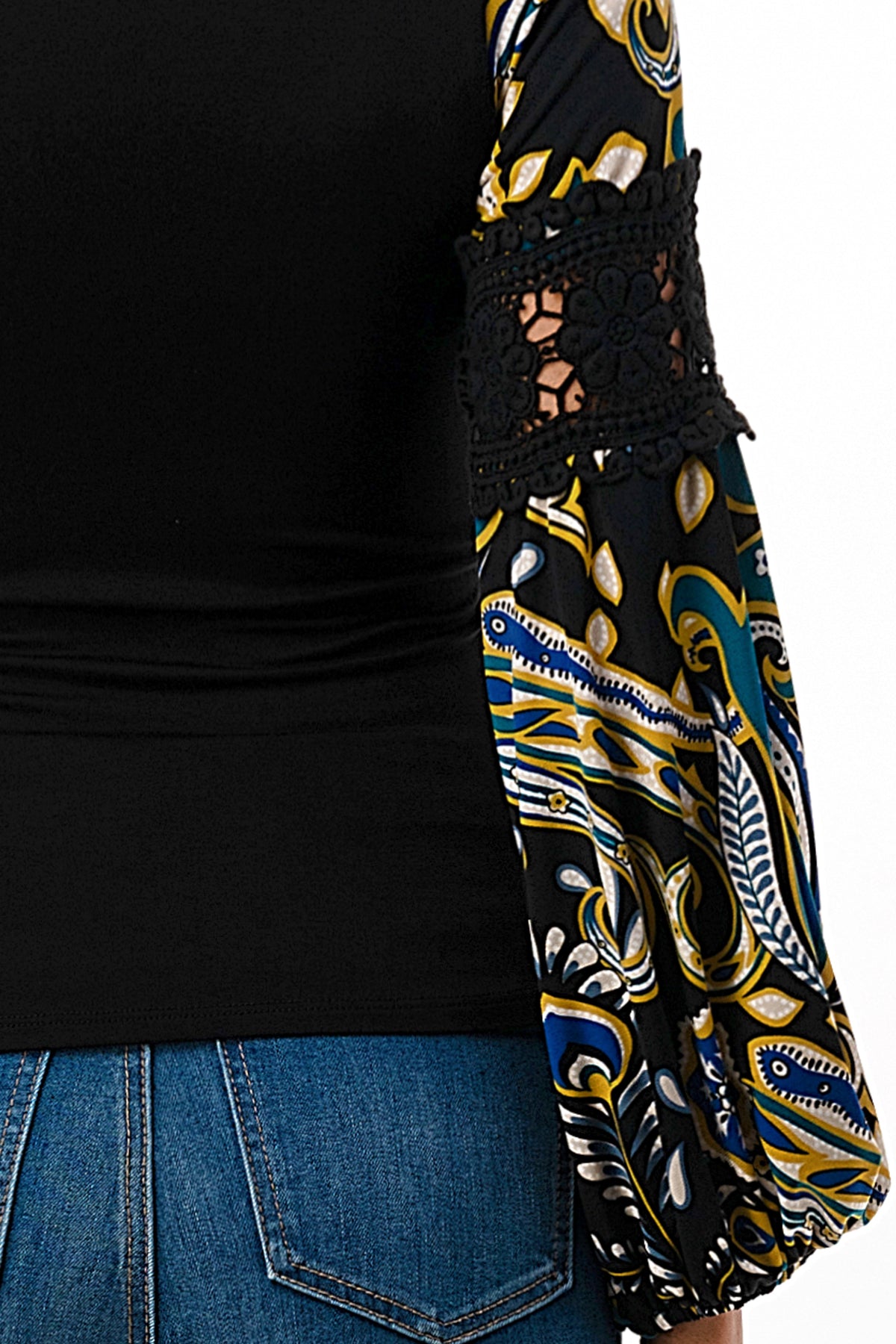 KINSLEY WRAP TOP (BLACK / GREEN ROCCO)- VT2436