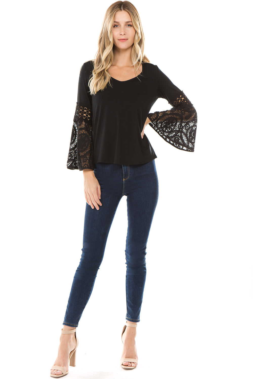 KINSEY BELL SLEEVE TOP(BLACK)- VT2439
