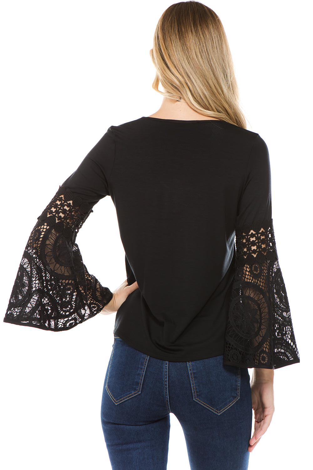 KINSEY BELL SLEEVE TOP(BLACK)- VT2439