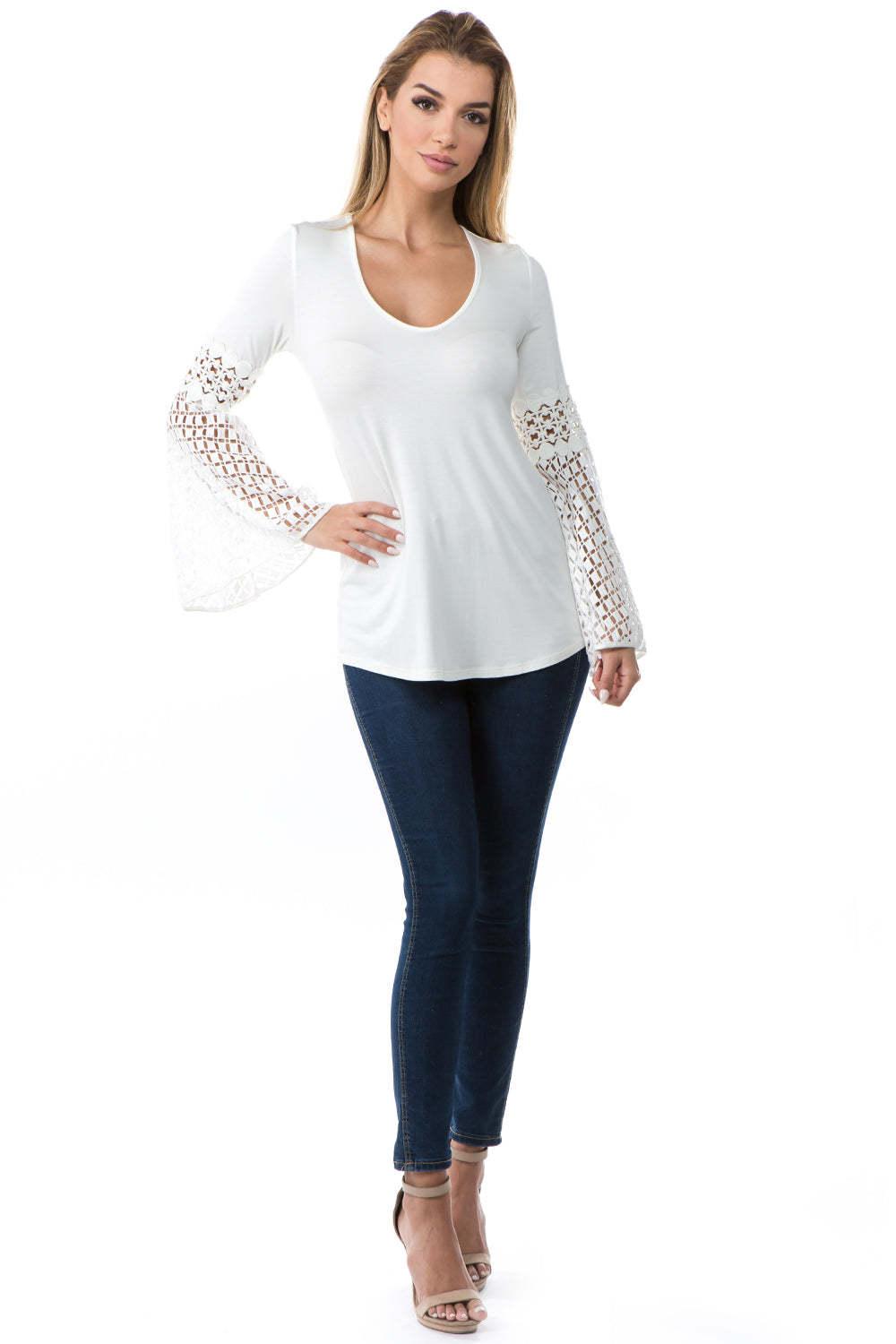 KINSEY BELL SLEEVE TOP(IVORY)- VT2439