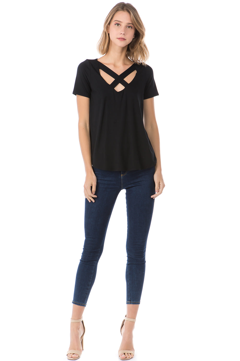 OTTILIE CROSS FRONT TOP (BLACK)- VT2469