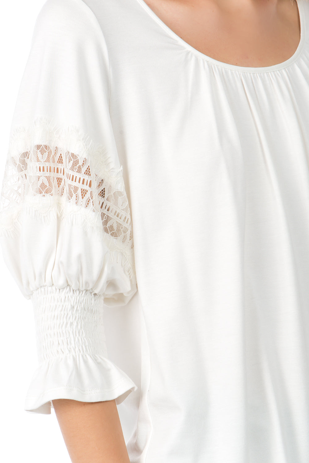 OTTILIE BUBBLE SLEEVE TOP (IVORY)- VT2471
