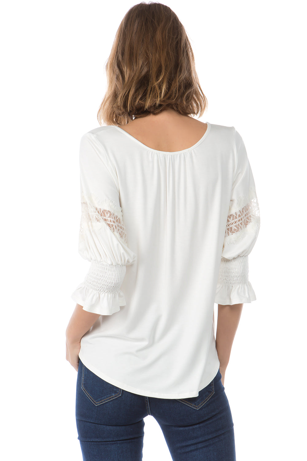 OTTILIE BUBBLE SLEEVE TOP (IVORY)- VT2471