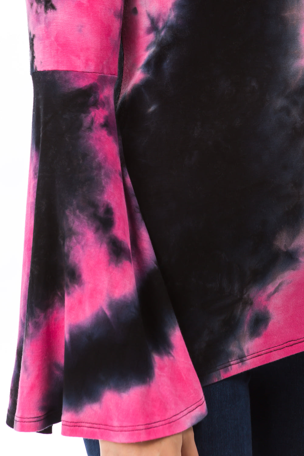 AMY OFF SHOULDER TOP (BLACK/FUSCHIA TIE DYE)- VT2492T