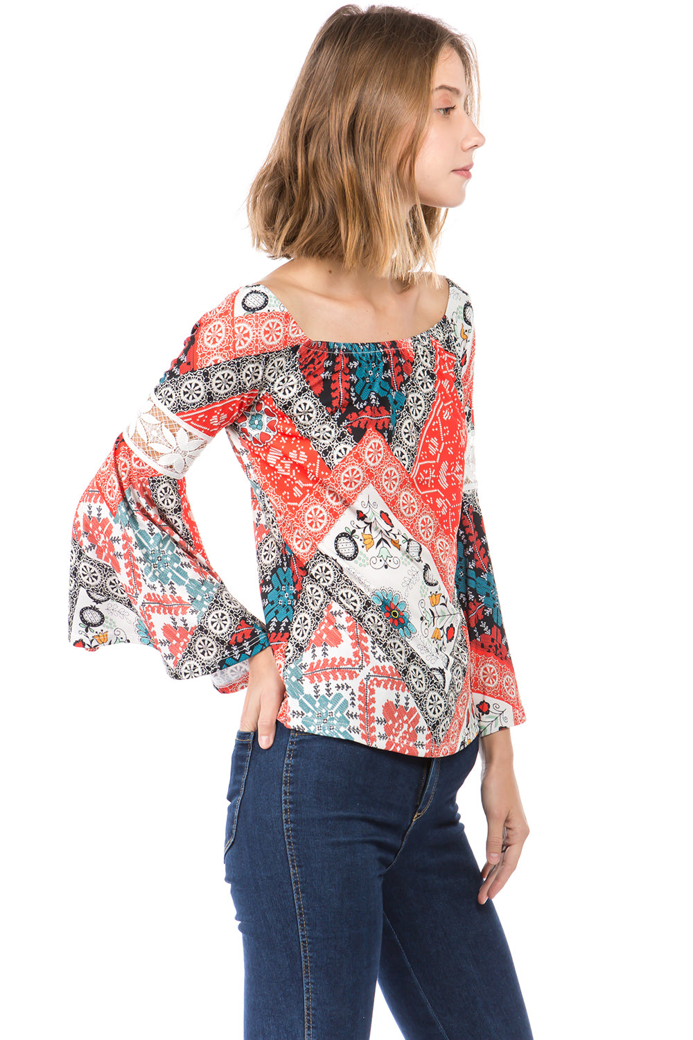 WENDY OFF SHOULDER TOP (MULTI)- VT2495
