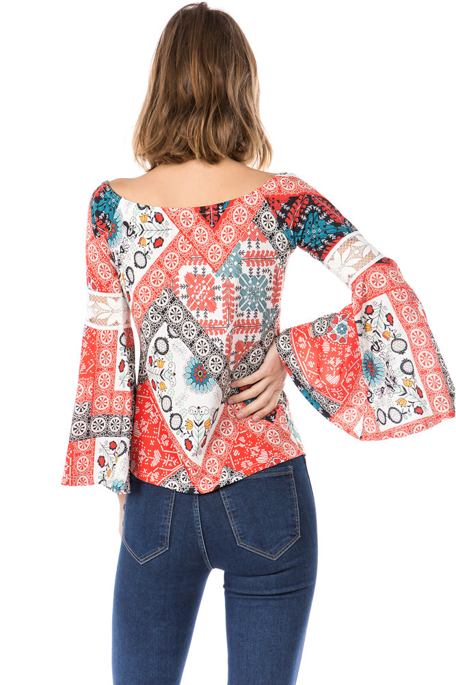WENDY OFF SHOULDER TOP (MULTI)- VT2495
