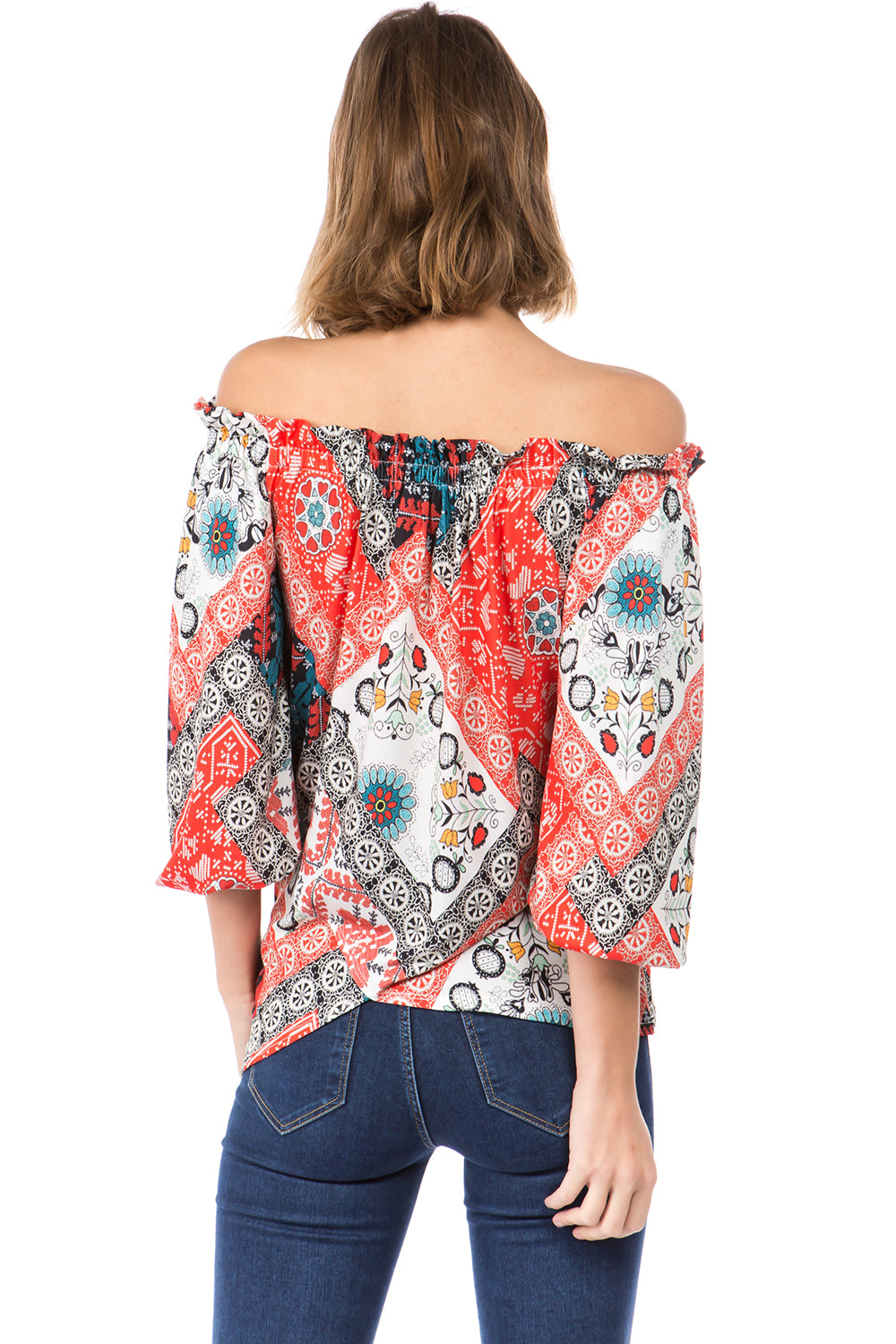 WENDY FRONT TIE TOP (MULTI)- VT2496
