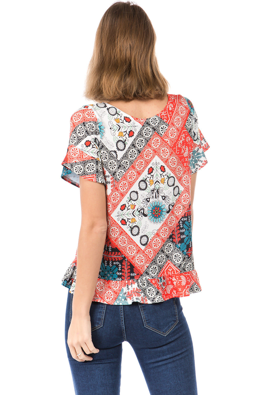 WENDY CROSS NECK TOP (MULTI)- VT2497