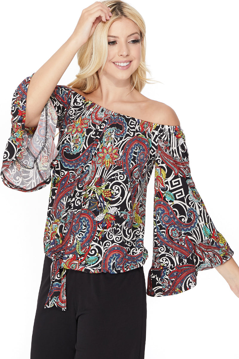 NIKI OFF SHOULDER TOP (MULTI)- VT2509-NIKI