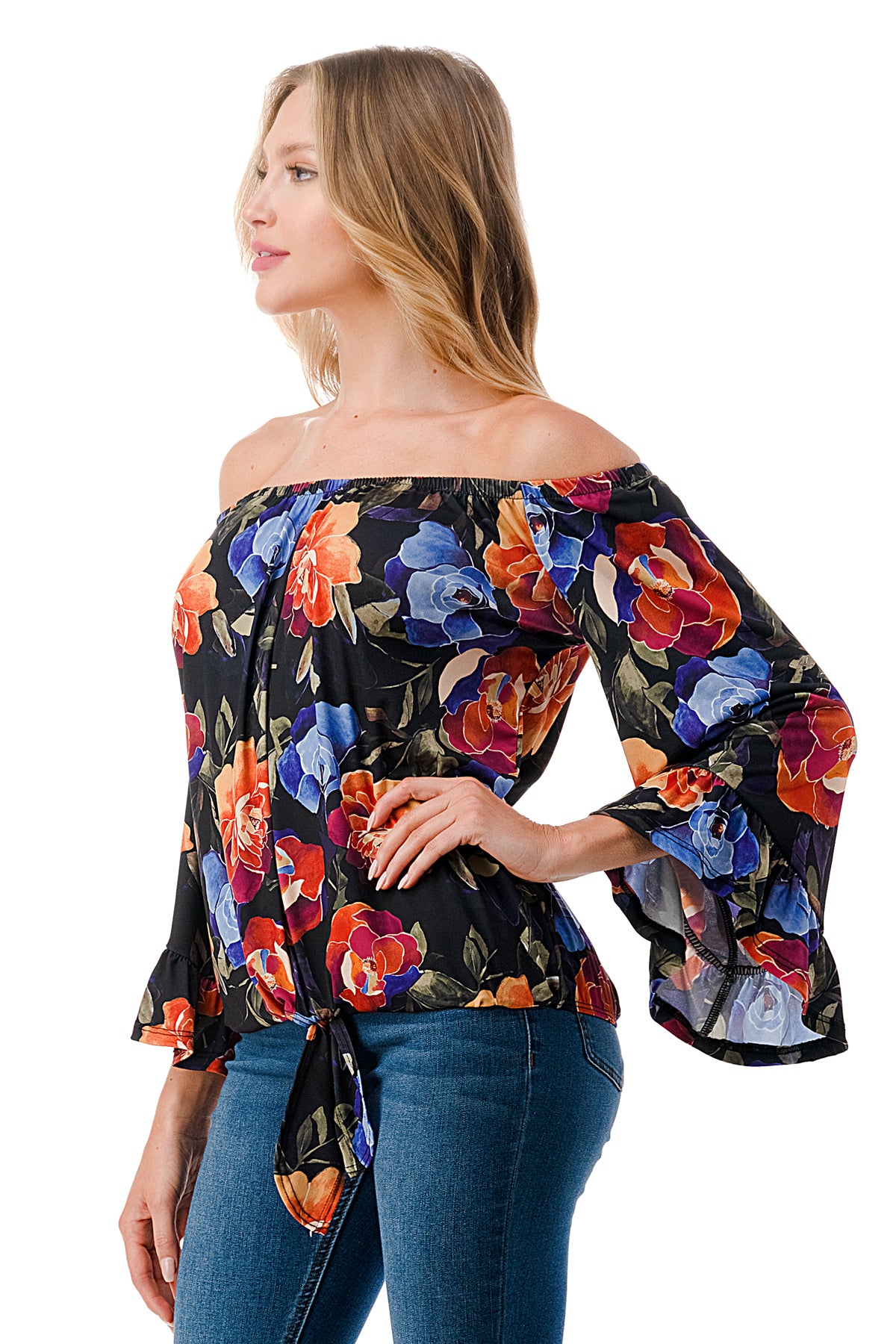 HARRIET OFF SHOULDER TOP (FALL FLOWER)- VT2509