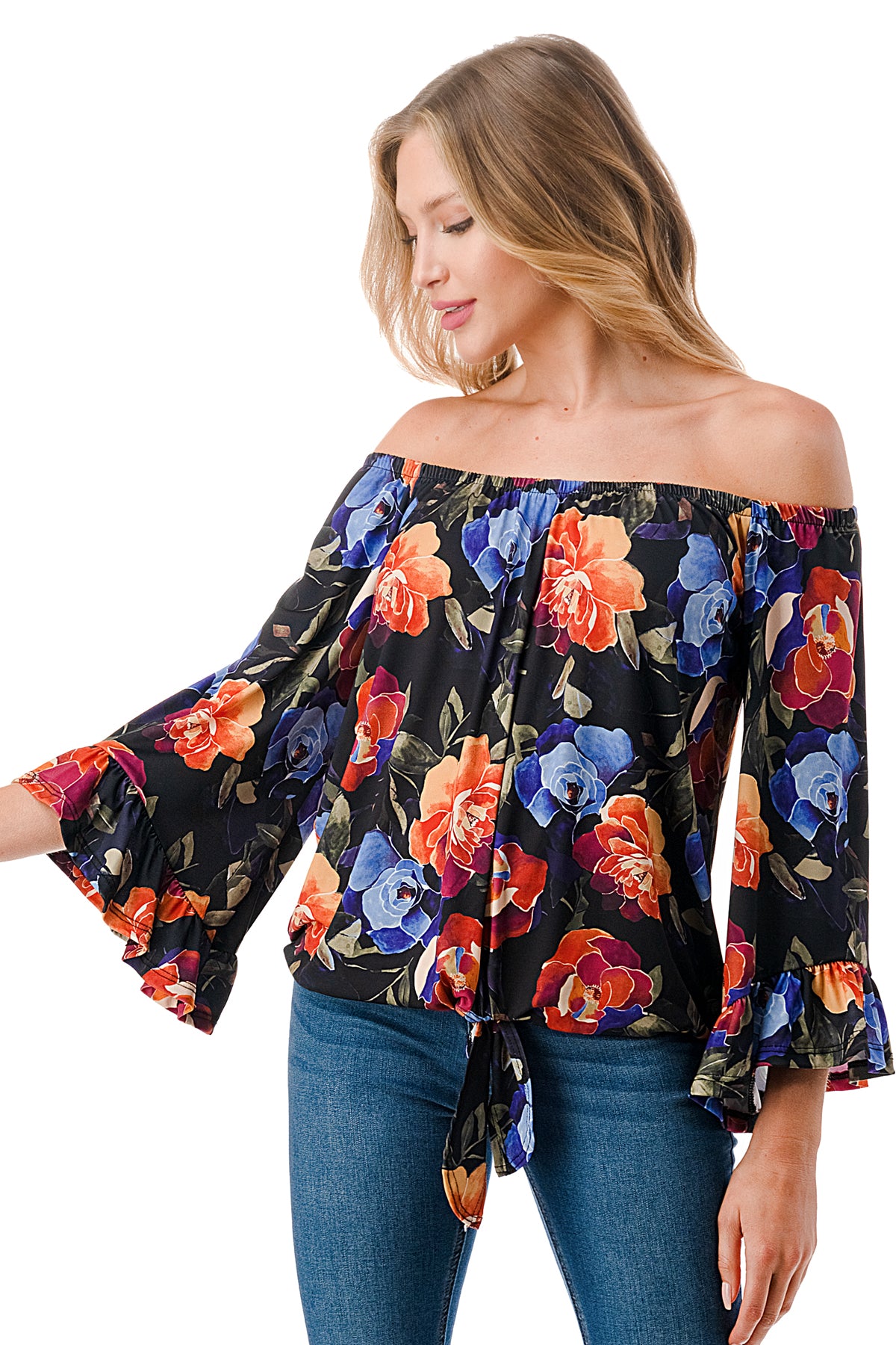 HARRIET OFF SHOULDER TOP (FALL FLOWER)- VT2509
