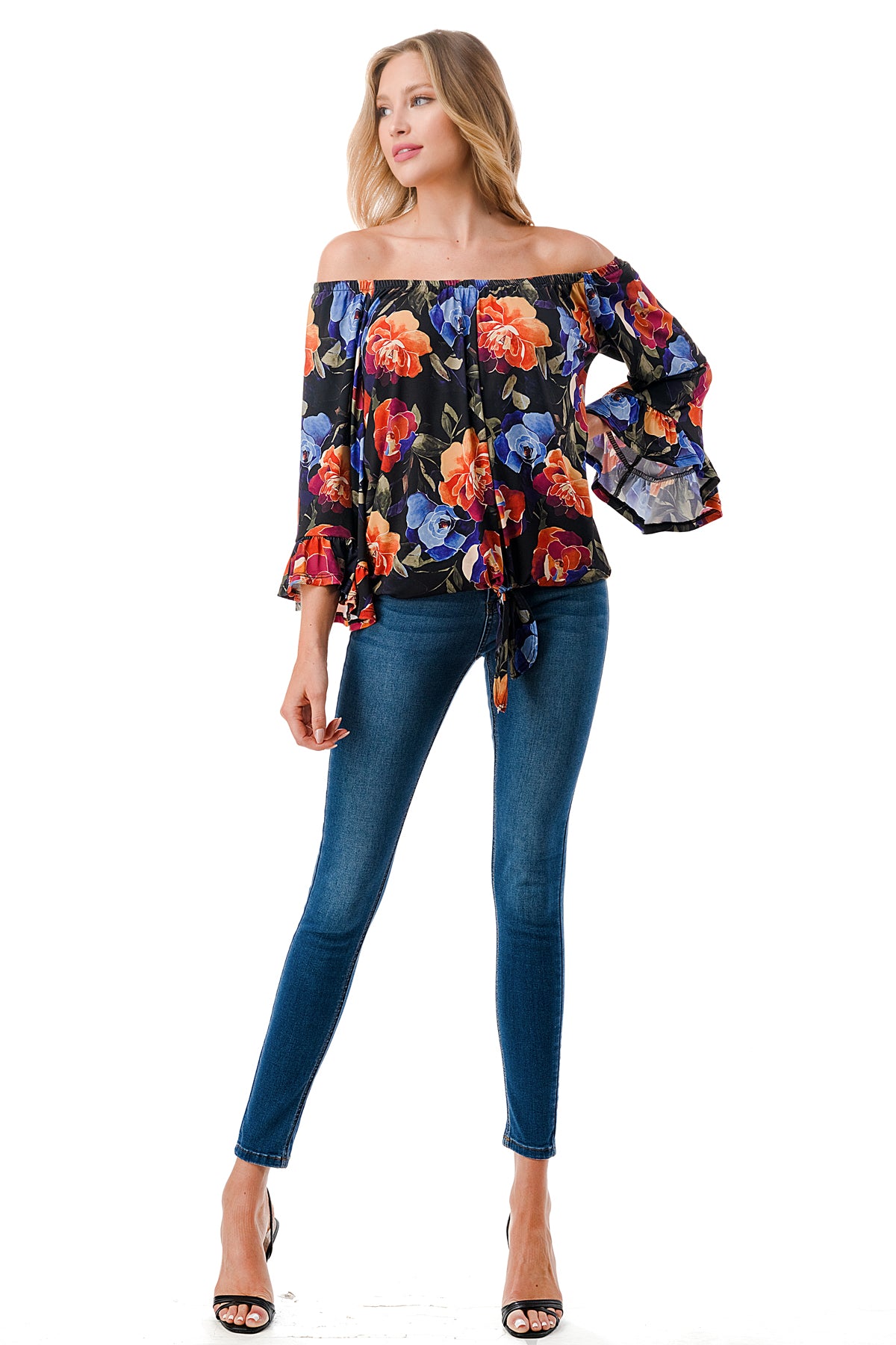 HARRIET OFF SHOULDER TOP (FALL FLOWER)- VT2509