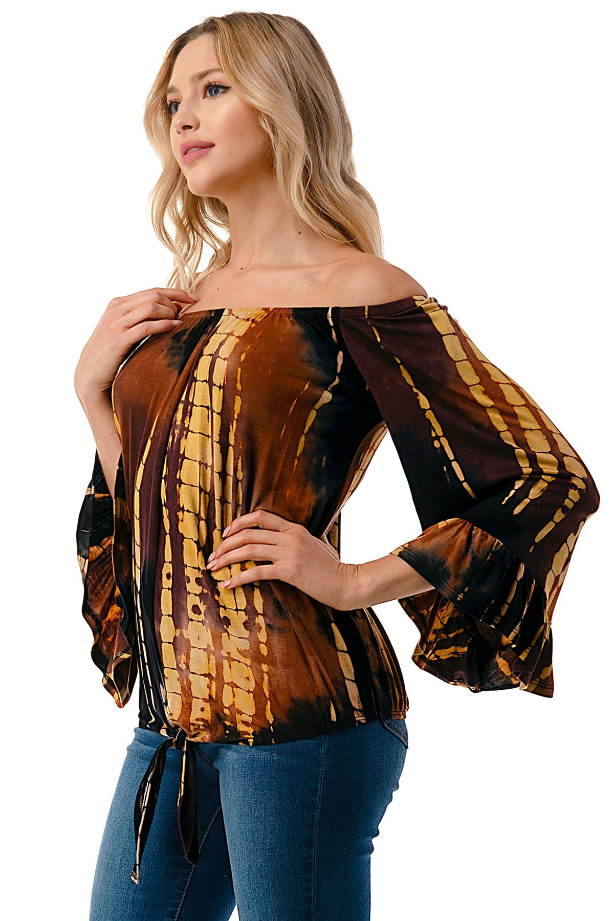 HARRIET OFF SHOULDER TOP (RUST BAMBOO)- VT2509