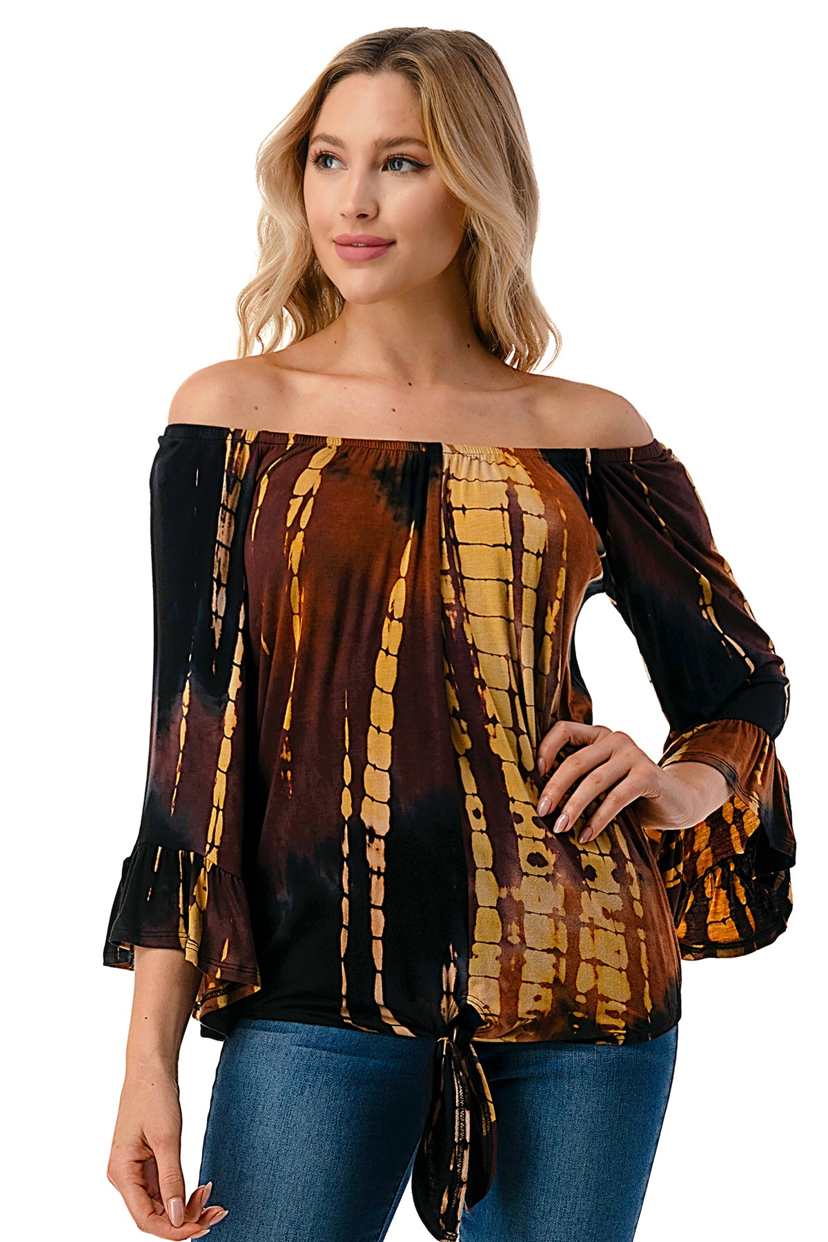 HARRIET OFF SHOULDER TOP (RUST BAMBOO)- VT2509