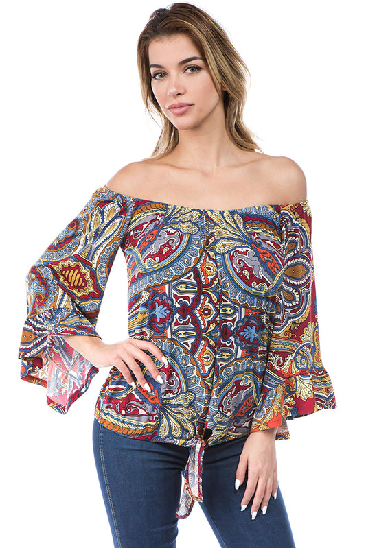 HARRIET OFF SHOULDER TOP (RUBI)- VT2509