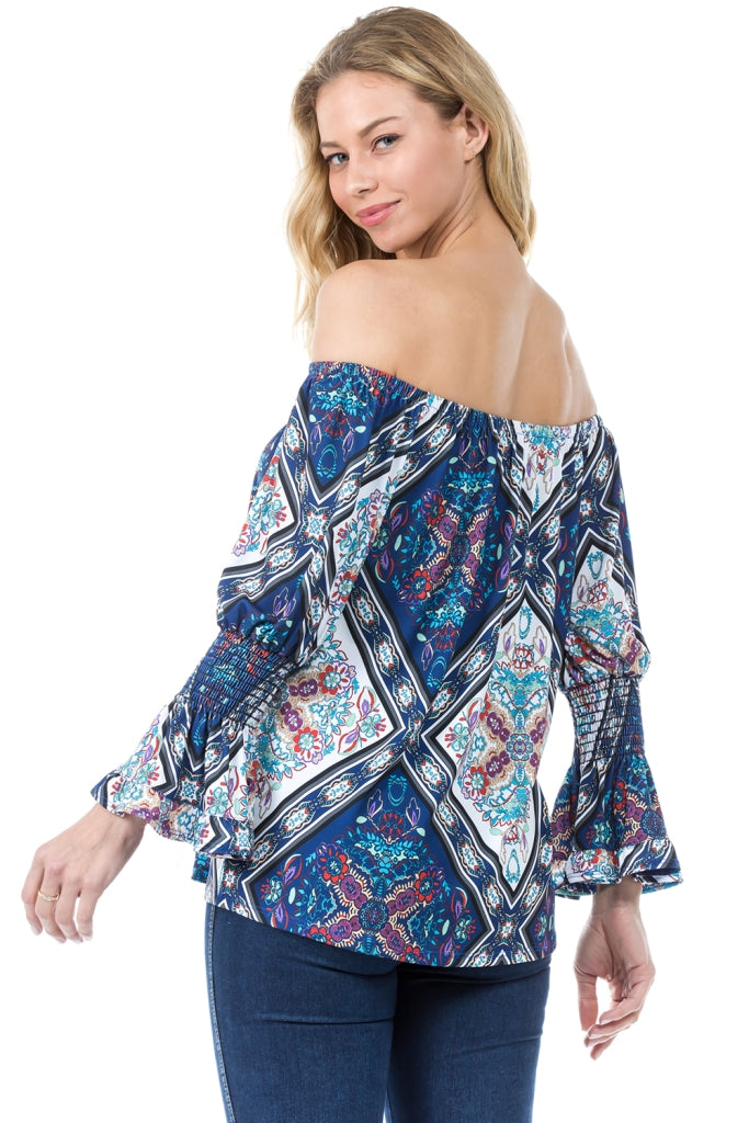 NINA OFF SHOULDER TOP (MULTI)- VT2513