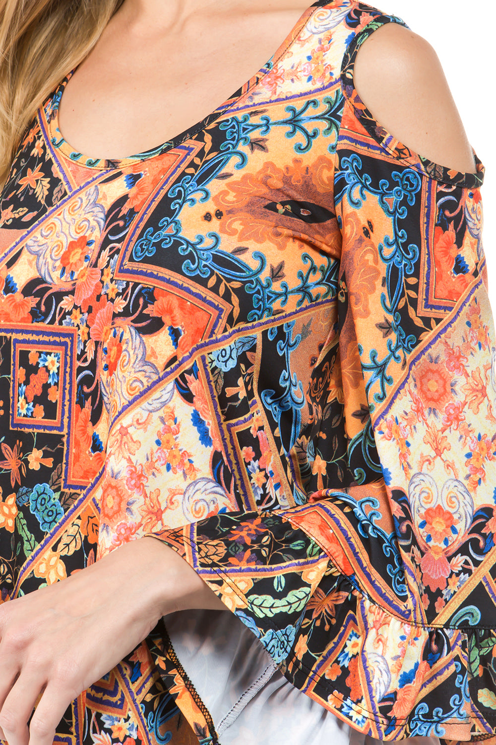 ANAIS OPEN SHOULDER TOP (MULTI)- VT2516