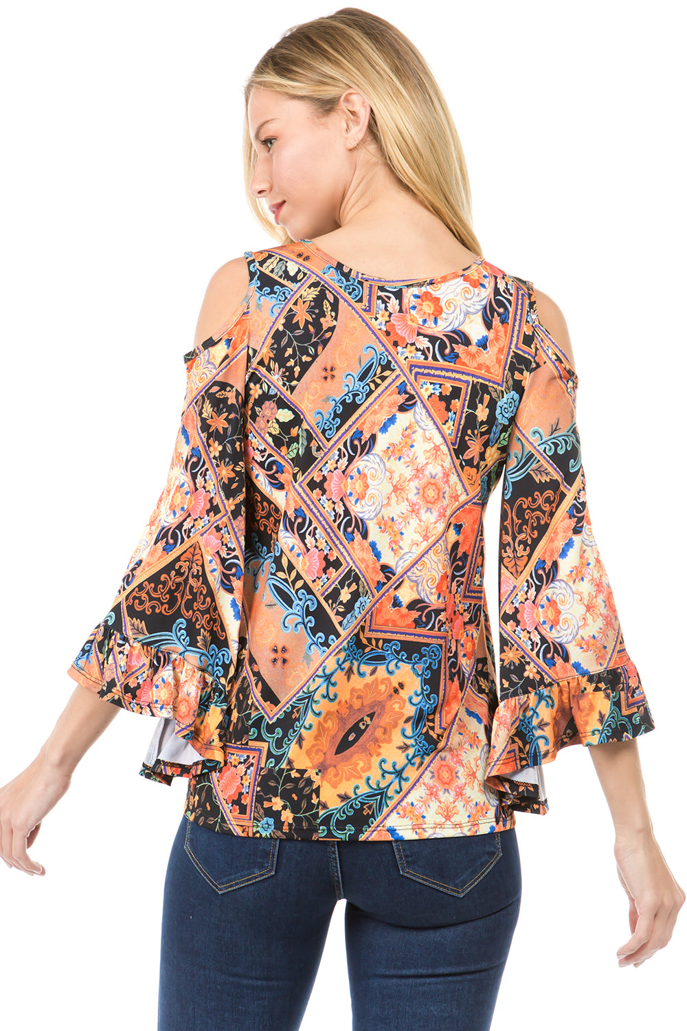 ANAIS OPEN SHOULDER TOP (MULTI)- VT2516