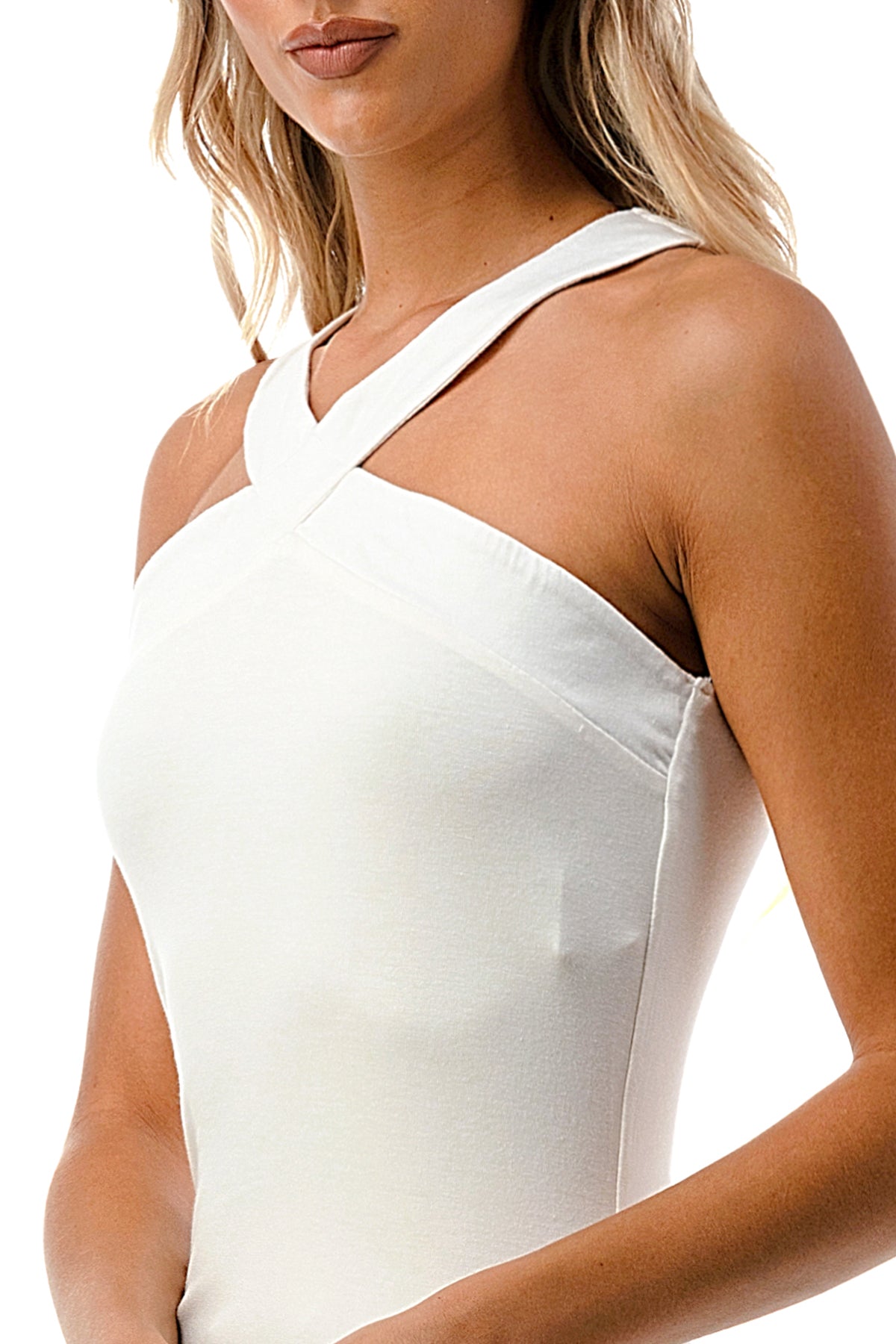 ARIA CROSS STRAP TOP (IVORY)- VT2528