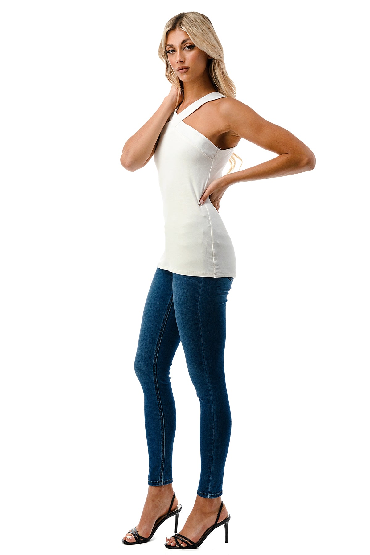 ARIA CROSS STRAP TOP (IVORY)- VT2528