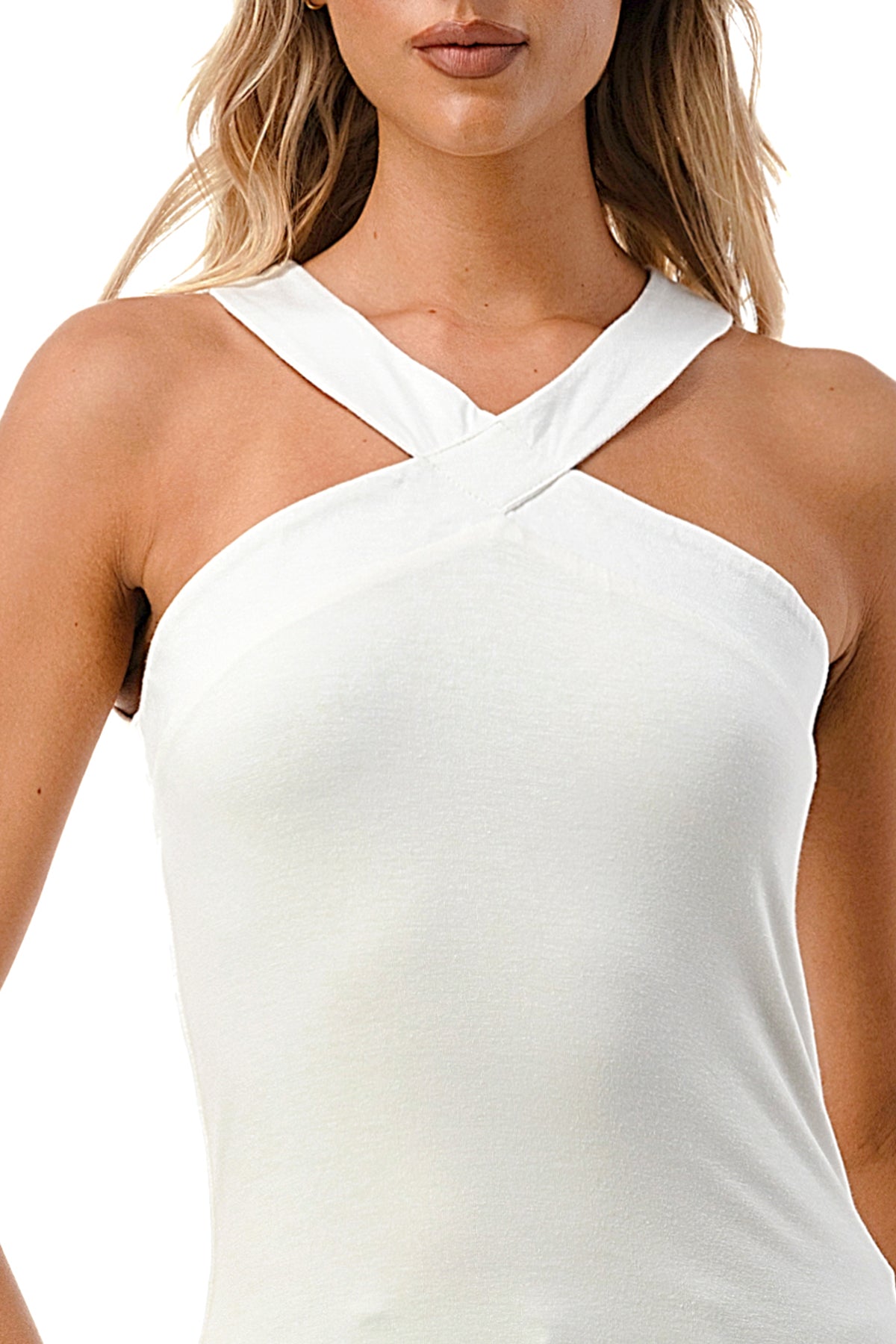 ARIA CROSS STRAP TOP (IVORY)- VT2528