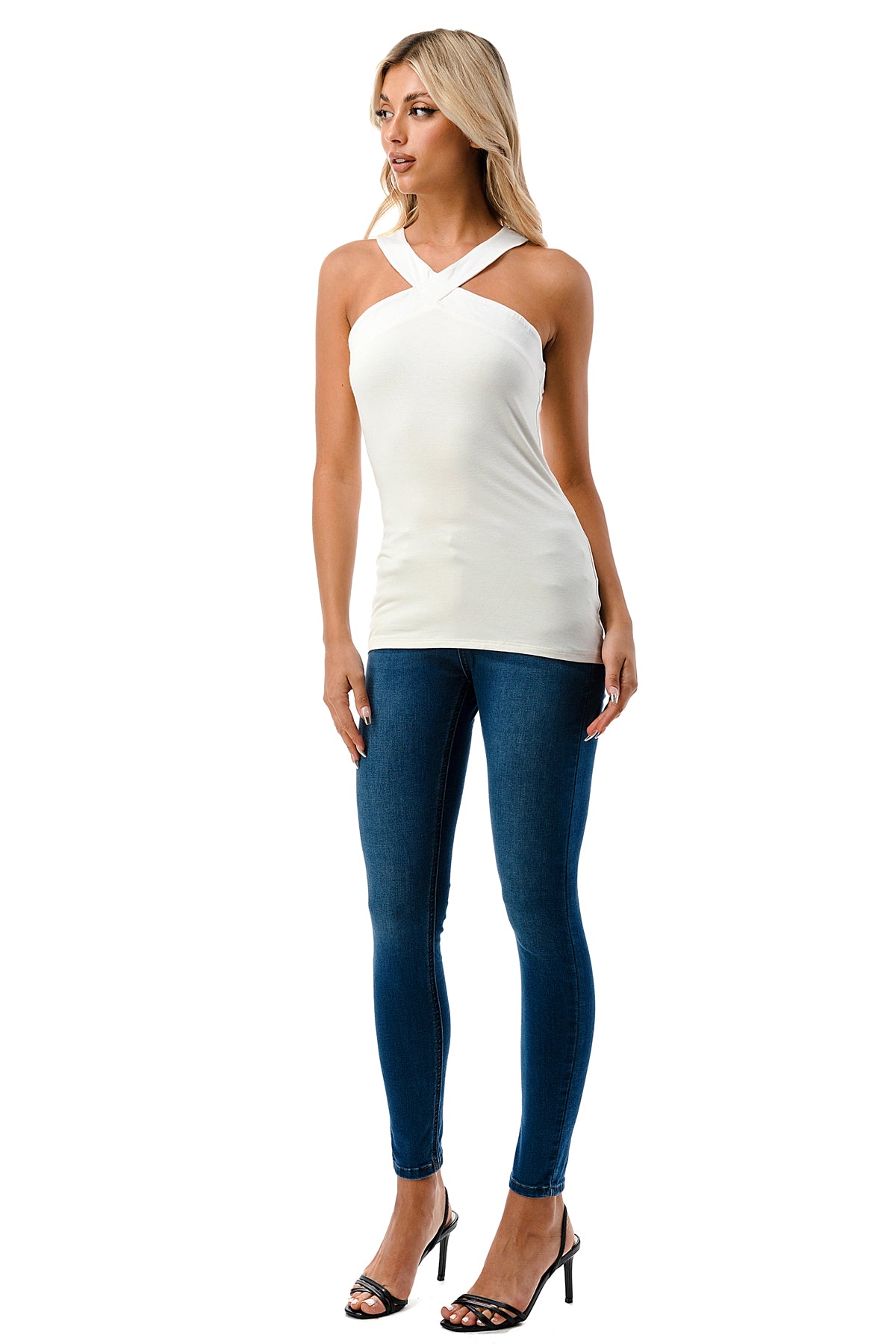 ARIA CROSS STRAP TOP (IVORY)- VT2528