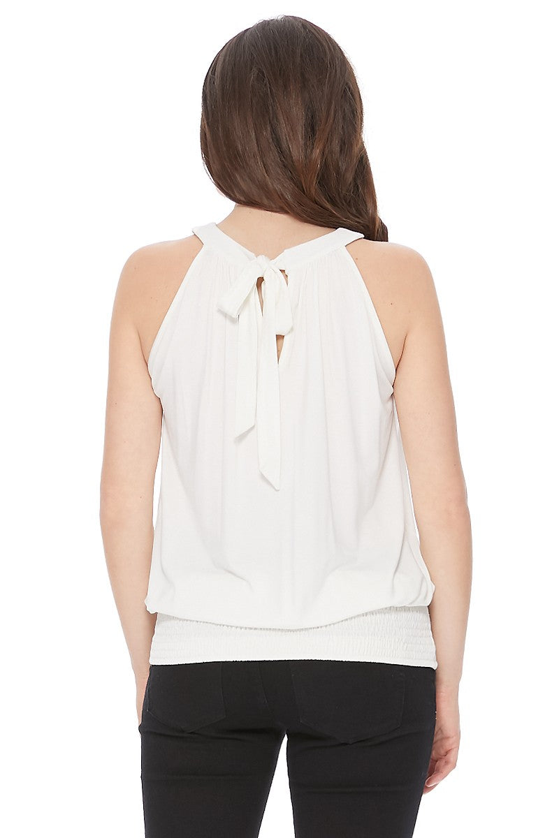 FAYE BACK TIE TOP (IVORY)- VT2536