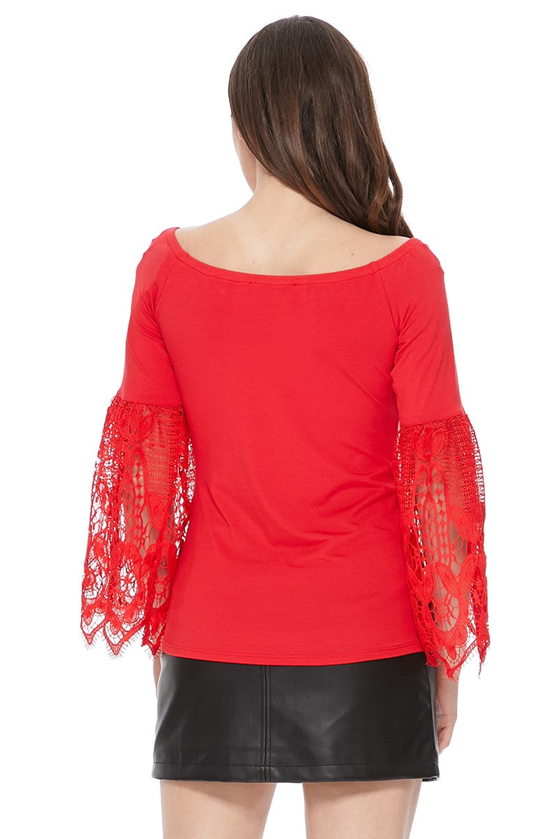 FAYA OFF SHOULDER TOP (RED)- VT2538