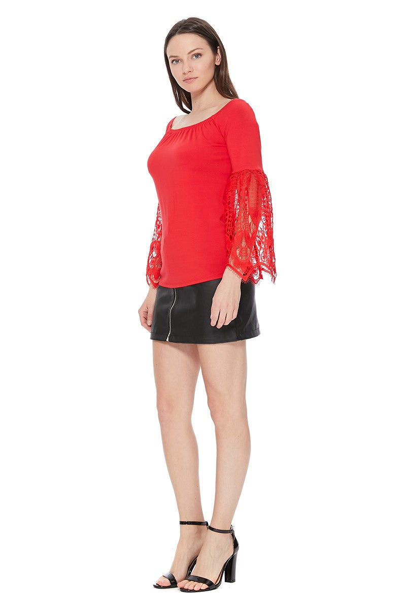 FAYA OFF SHOULDER TOP (RED)- VT2538