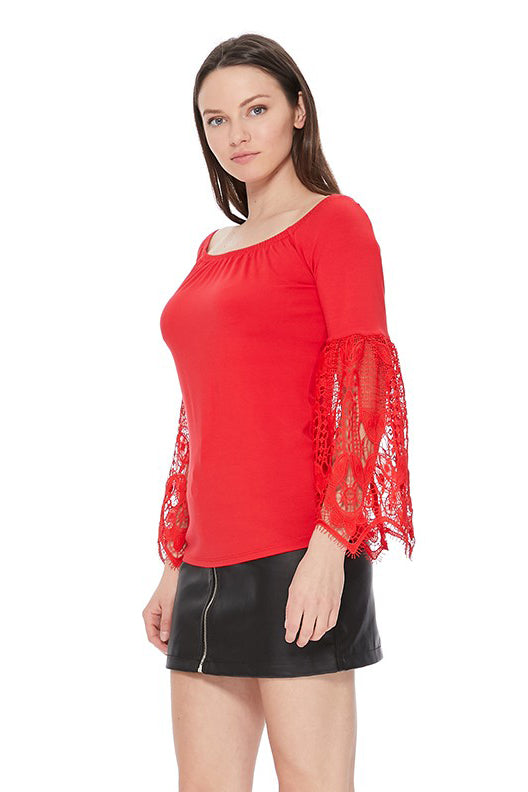 FAYA OFF SHOULDER TOP (RED)- VT2538
