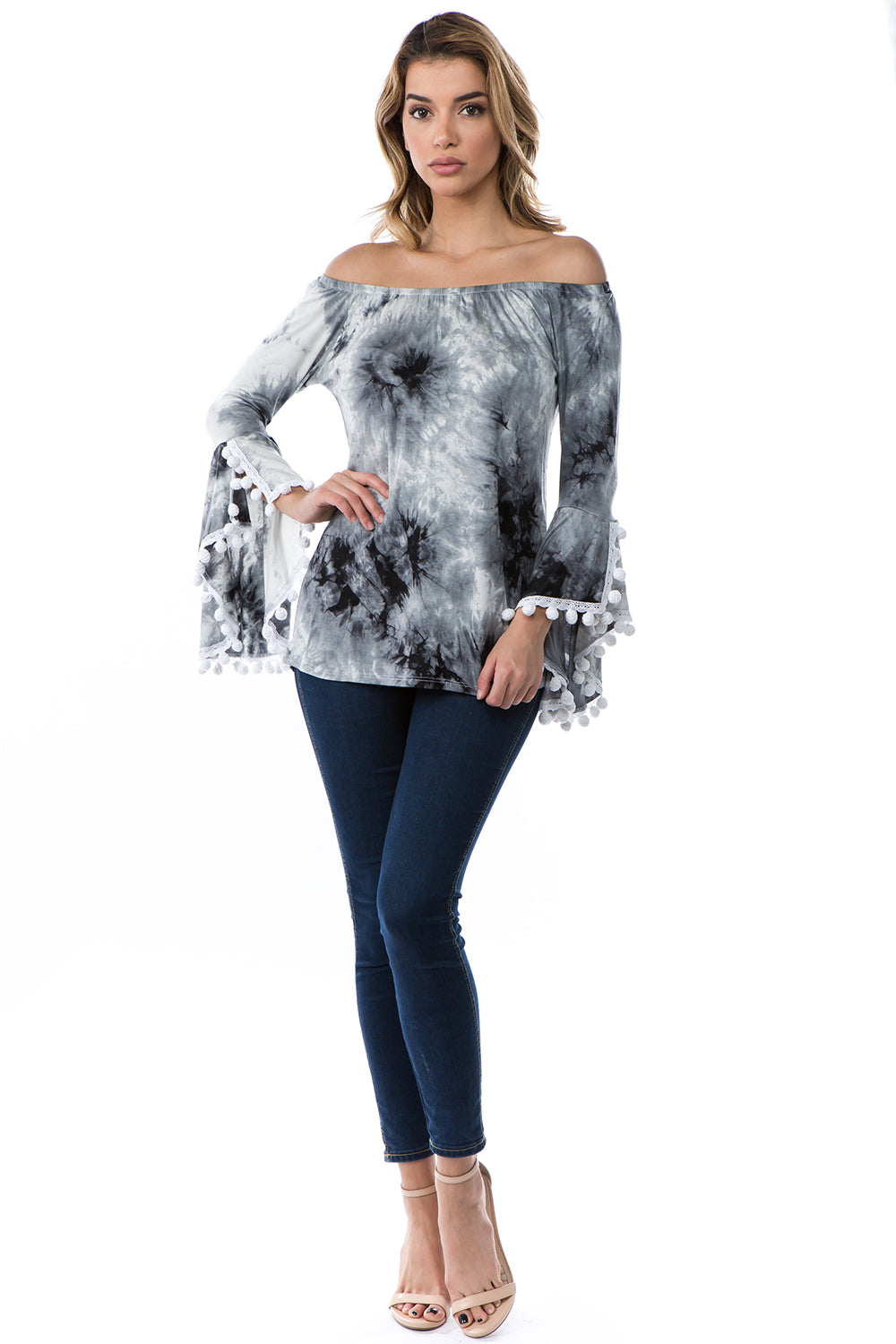 AGNES TOP (LT. GREY TIE DYE)-VT2567T
