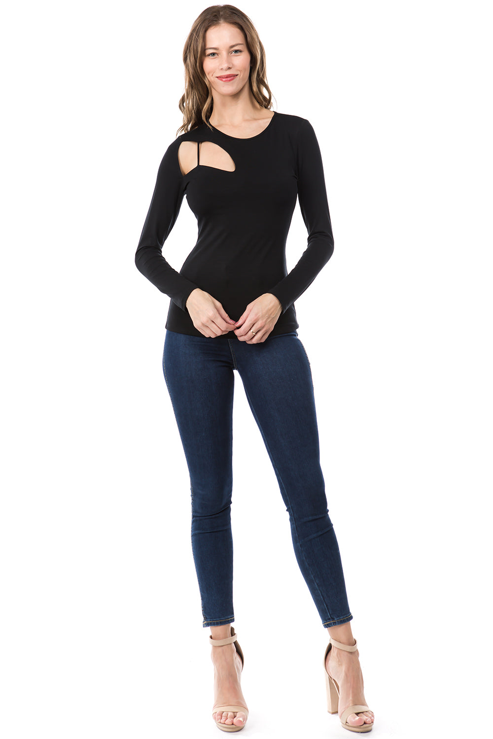 FLONA ONE BRA LONG SLEEVE TOP (BLACK)- VT2580