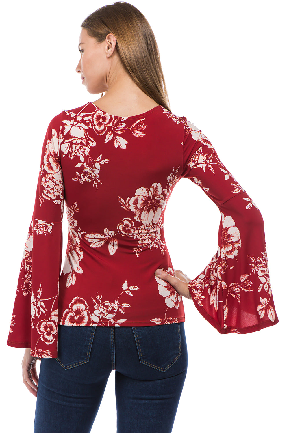 JULLIE BELL SLEEVE TOP (WINE)-VT2586P