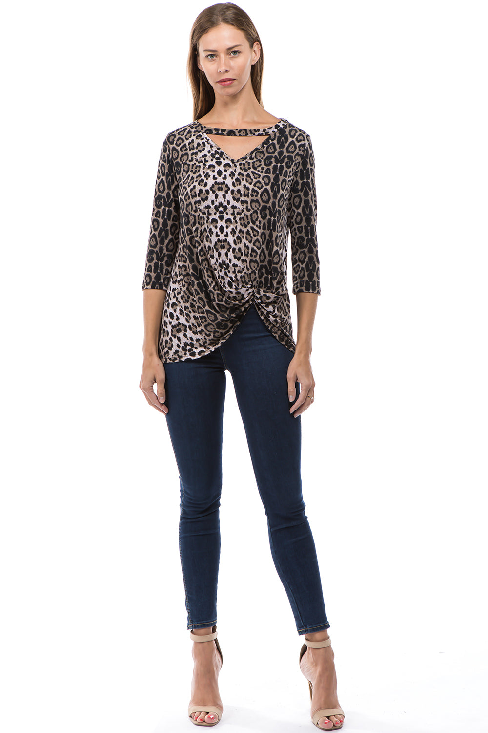 ROSALIE 3/4 SLEEVE TOP (ANIMAL)-VT2590A