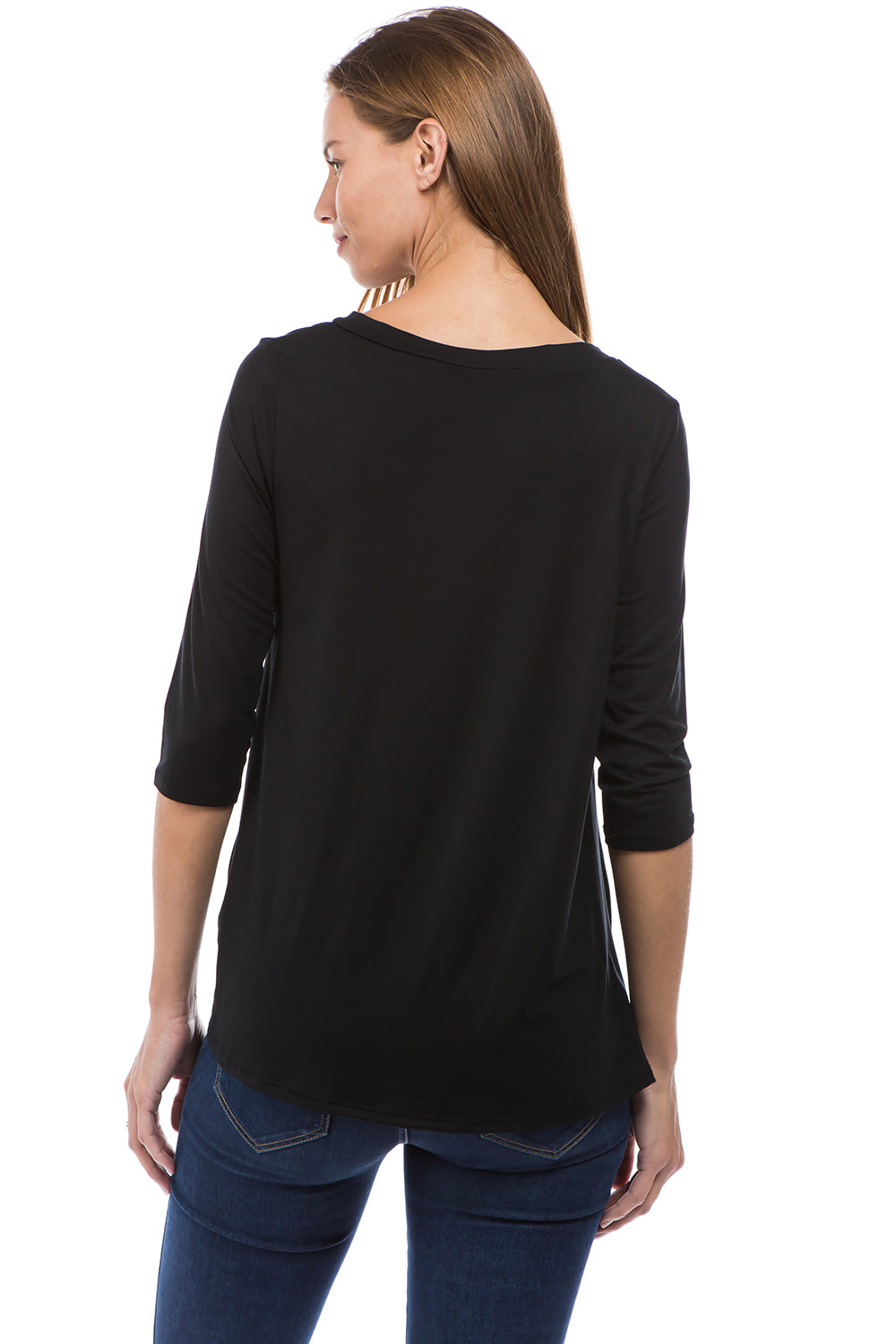 ROSALIE 3/4 SLEEVE TOP (BLACK)-VT2590