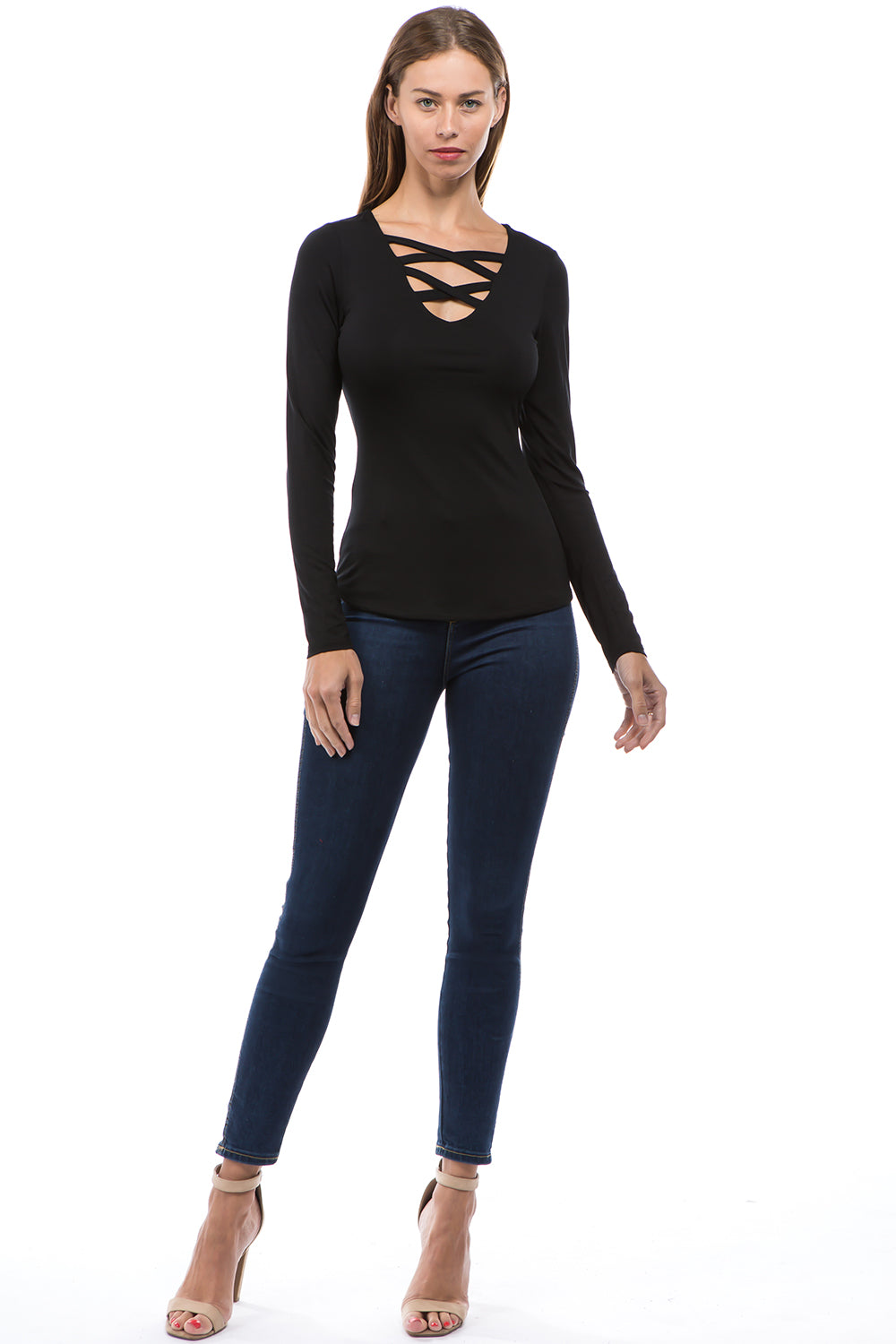 ROSALIE DOUBLE CROSS TOP (BLACK)-VT2592