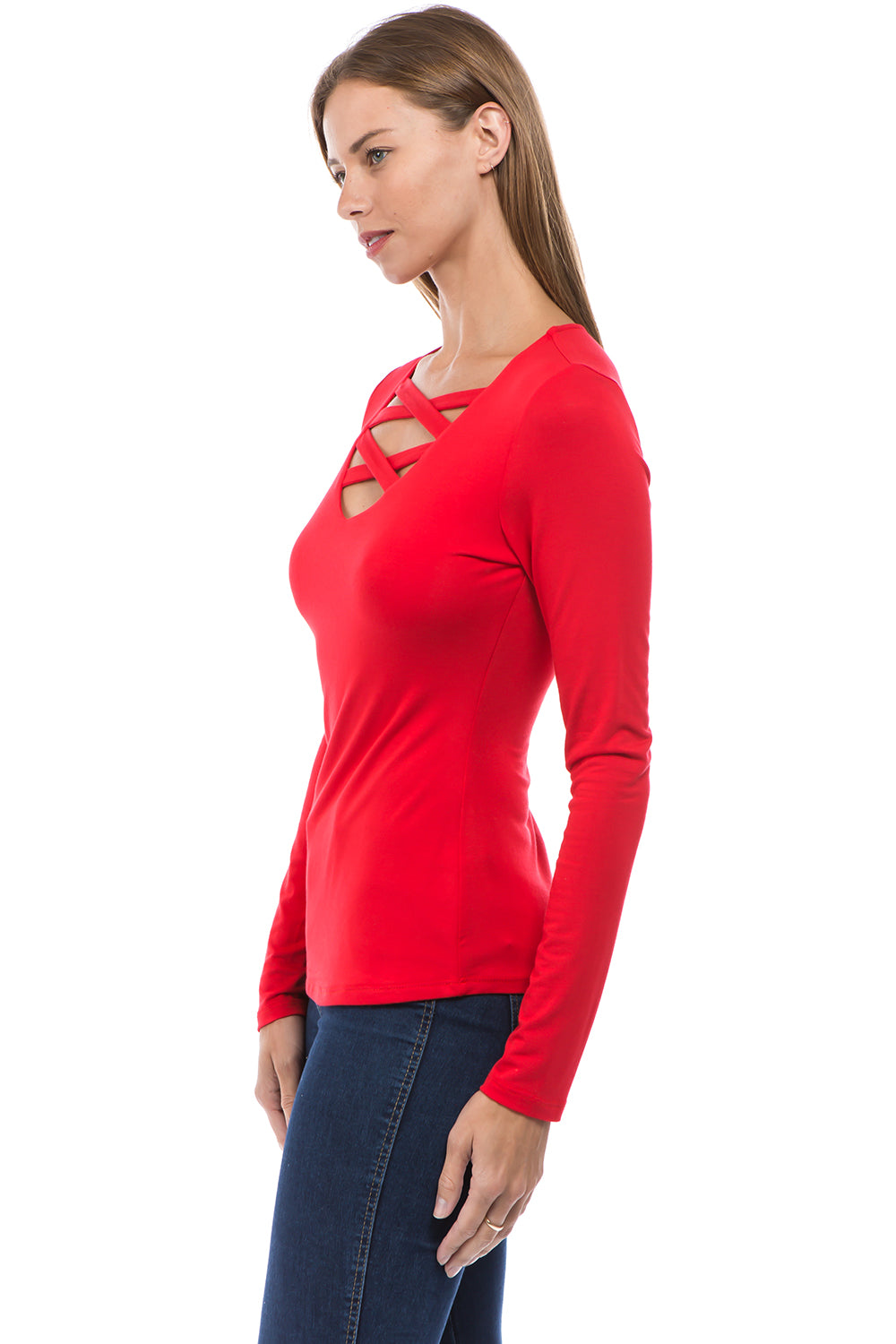 ROSALIE DOUBLE CROSS TOP (RED)-VT2592