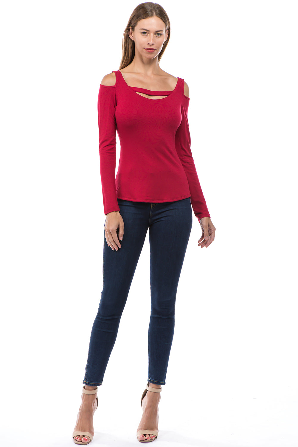 ROSALIE OFF SHOULDER TOP (BURGUNDY)-VT2594