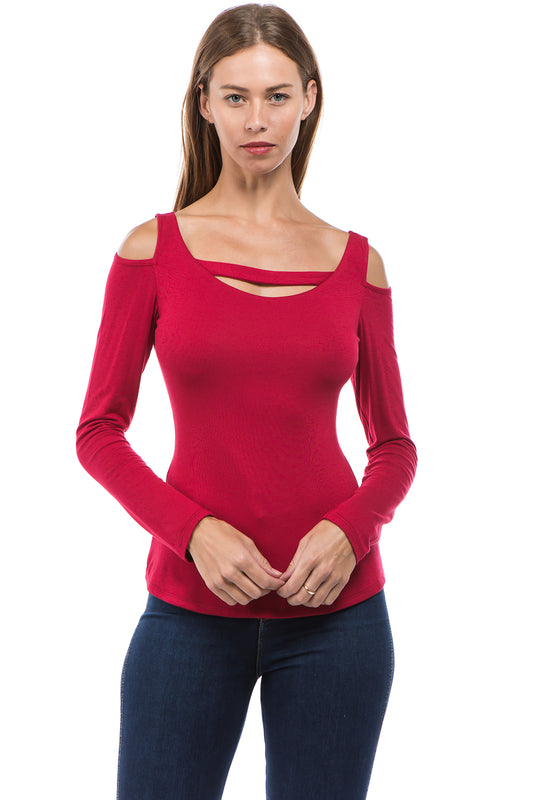 ROSALIE OFF SHOULDER TOP (BURGUNDY)-VT2594