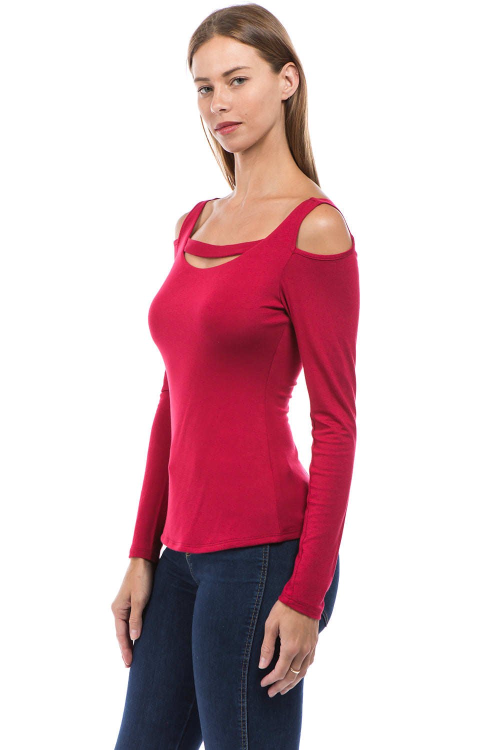 ROSALIE OFF SHOULDER TOP (BURGUNDY)-VT2594