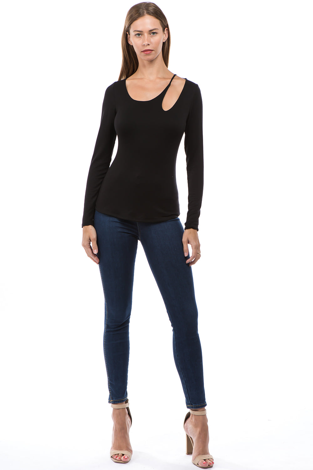 ROCIO W NECK TOP (BLACK)-VT2597
