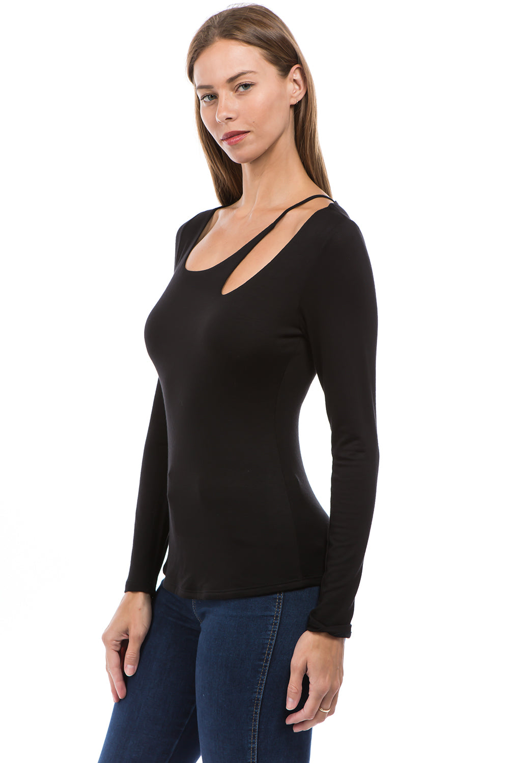 ROCIO W NECK TOP (BLACK)-VT2597