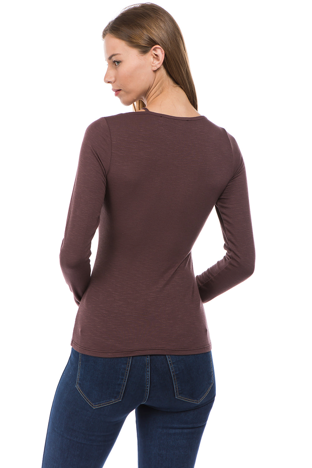 ROCIO W NECK TOP (BROWN)-VT2597