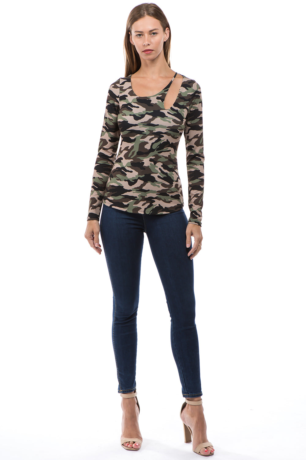 ROCIO W NECK TOP (CAMO)-VT2597-CAMO
